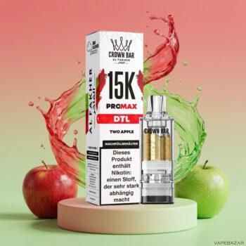 Al Fakher Crown Bar 15K Pro Max Pod Two Apple - Verpackung und Nachfuellbehaelter