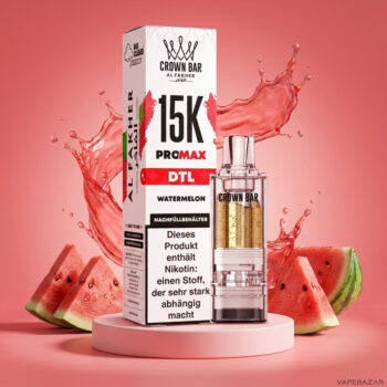 Al Fakher Crown Bar 15K Pro Max Pod Watermelon - Verpackung und Nachfuellbehaelter