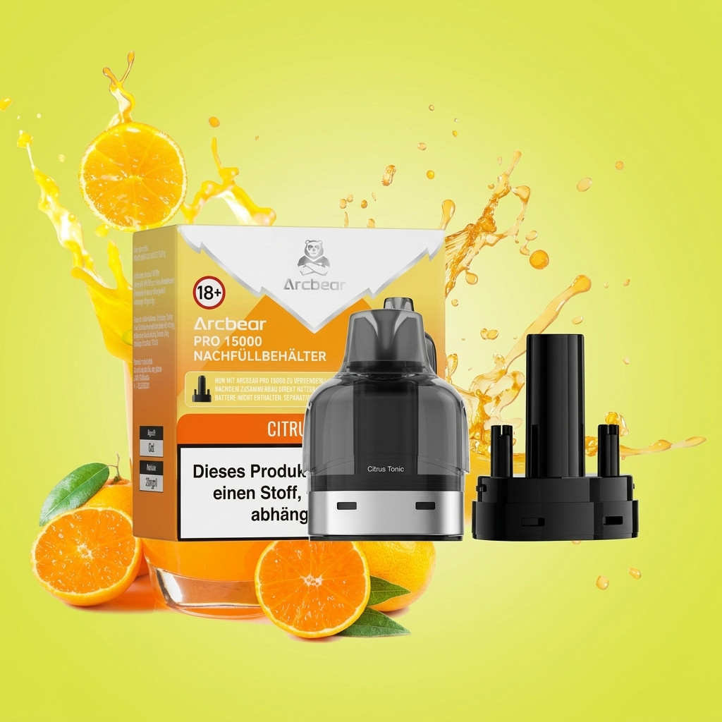 Arcbear Pro 15000 Citrus Tonic | Vapebazar Arcbear Pro 15000 Nachfüllset – Citrus Tonic – Liquid-Pod Und Coil-Pod