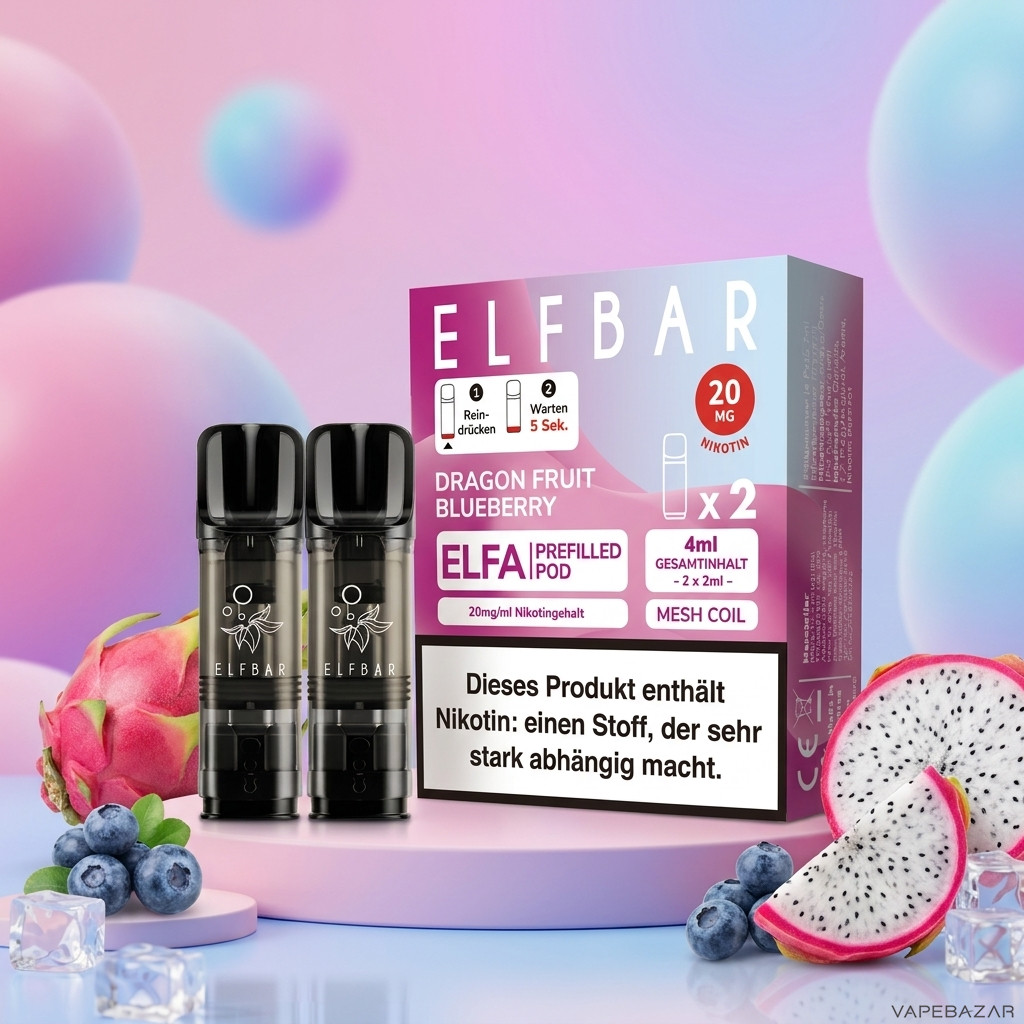 Elfa Pods Dragon Fruit Blueberry | Vapebazar Elfbar Elfa Pods – Dragon Fruit Blueberry – 2Er Pack