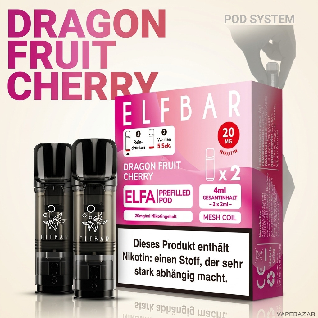 Elfa Pods Dragon Fruit Cherry Zweitbild | Vapebazar Elfbar Elfa Pods – Dragon Fruit Cherry – Rückseite