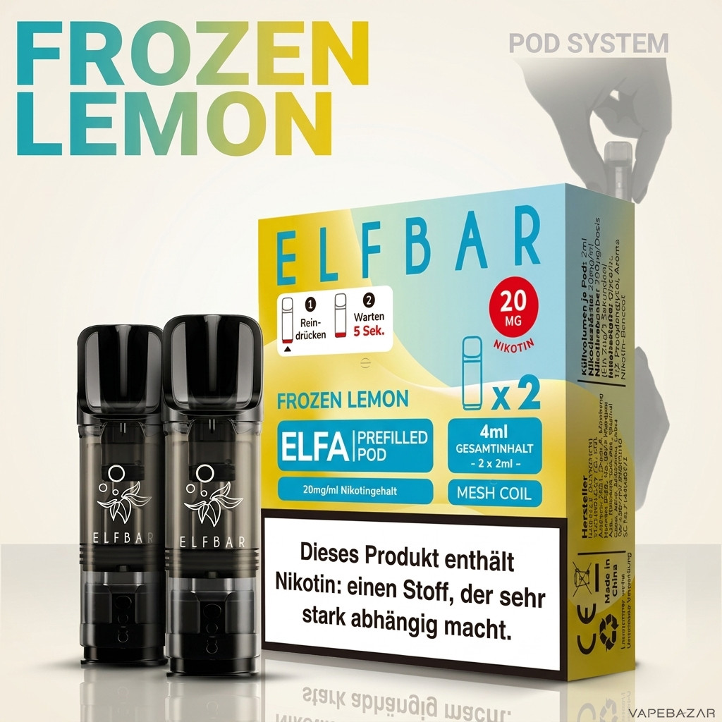 Elfa Pods Frozen Lemon Zweitbild | Vapebazar Elfbar Elfa Pods – Frozen Lemon – Rückseite