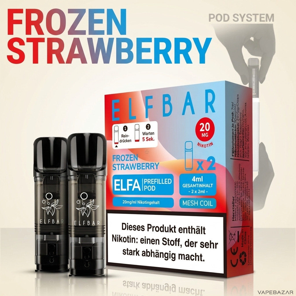 Elfa Pods Frozen Strawberry Zweitbild | Vapebazar Elfbar Elfa Pods – Frozen Strawberry – Rückseite
