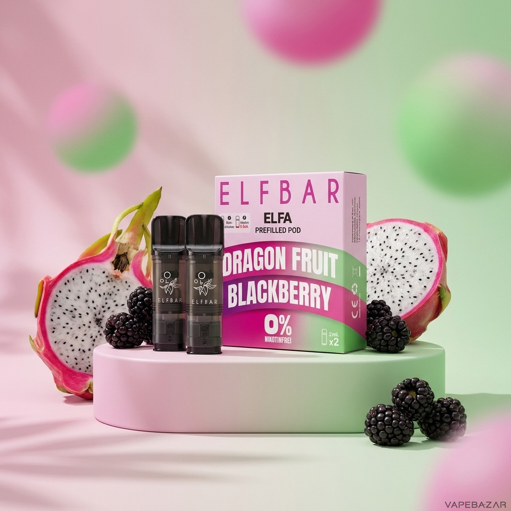 Elfa Pods Nikotinfrei Dragon Fruit Blackberry | Vapebazar Elfbar Elfa Pods Nikotinfrei – Dragon Fruit Blackberry – 2Er Pack