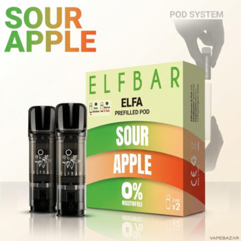 ELFBAR ELFA Pods nikotinfrei – Sour Apple – Rückseite