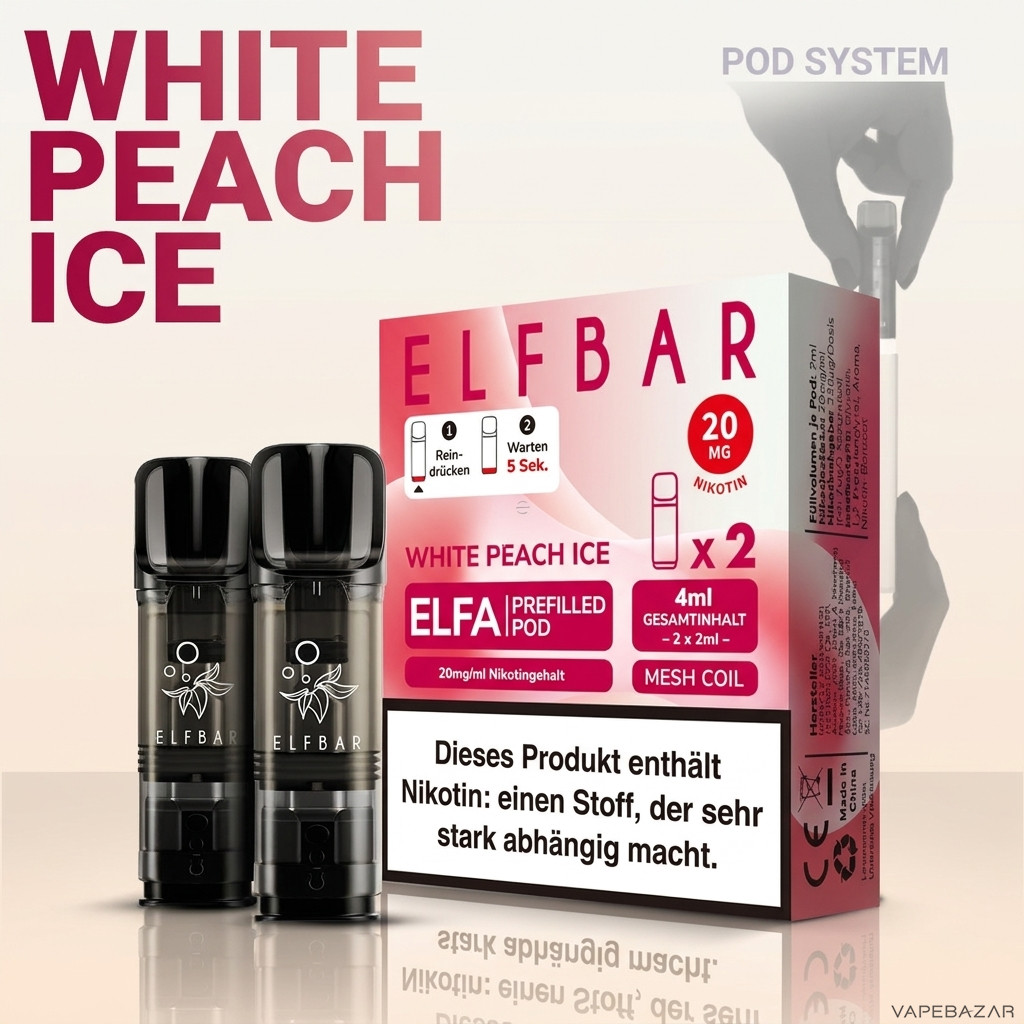 Elfa Pods White Peach Ice Zweitbild | Vapebazar Elfbar Elfa Pods – White Peach Ice – Rückseite