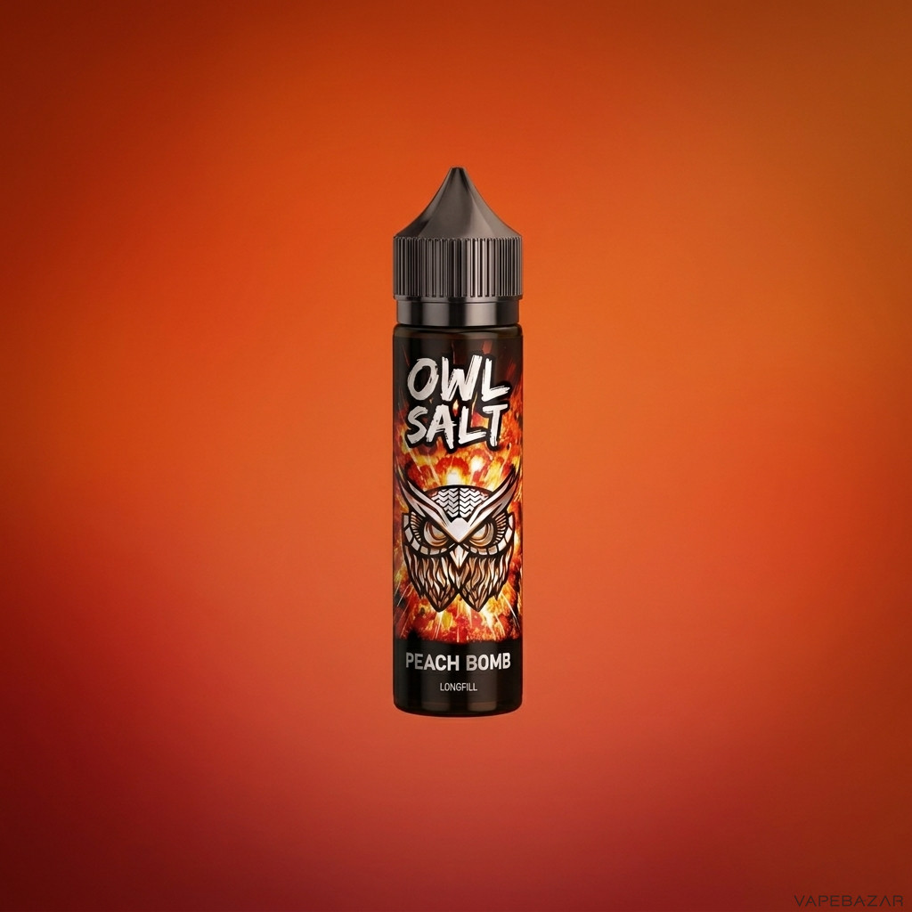 OWL Salt Peach Bomb Zweitbild | Vapebazar Owl Salt Longfill Peach Bomb – Aroma, Rückseite