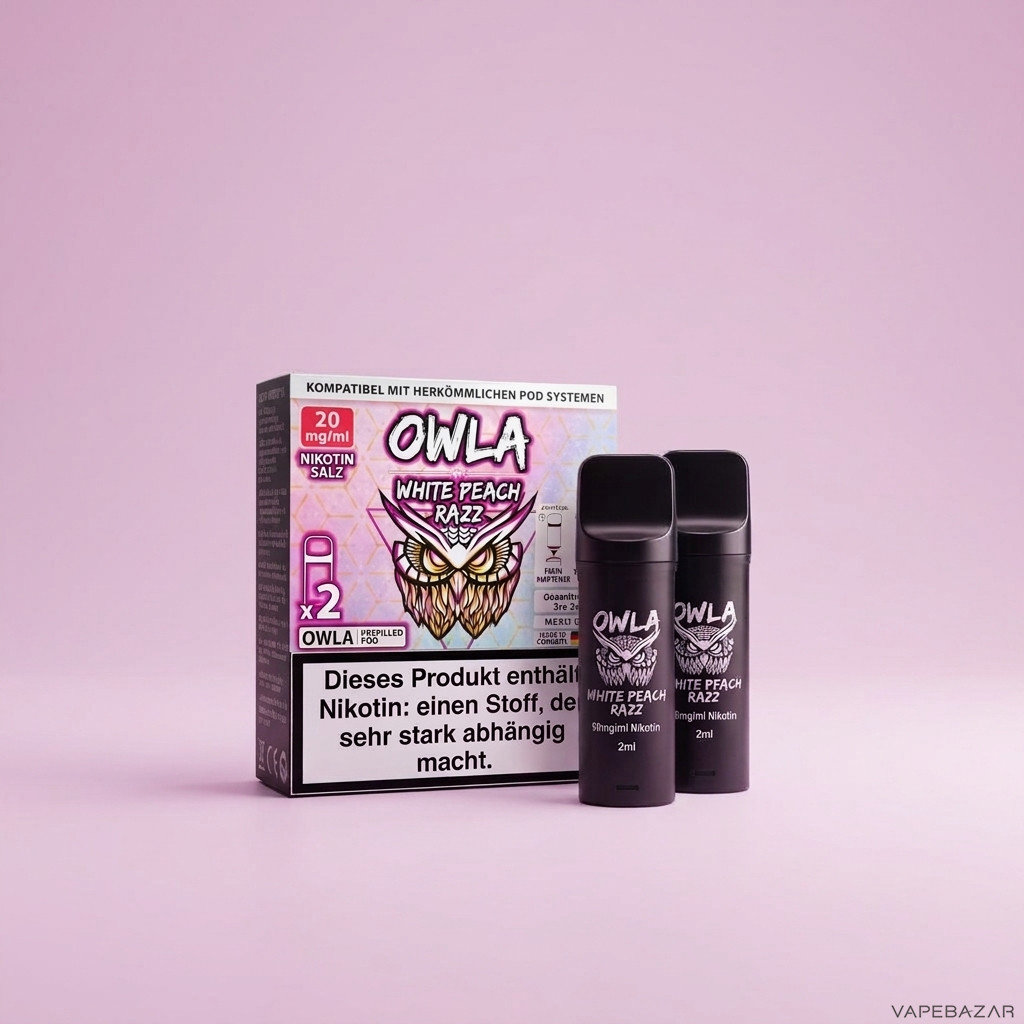 Owla Pods White Peach Razz Zweitbild | Vapebazar Owla Pods – White Peach Razz – Rückseite