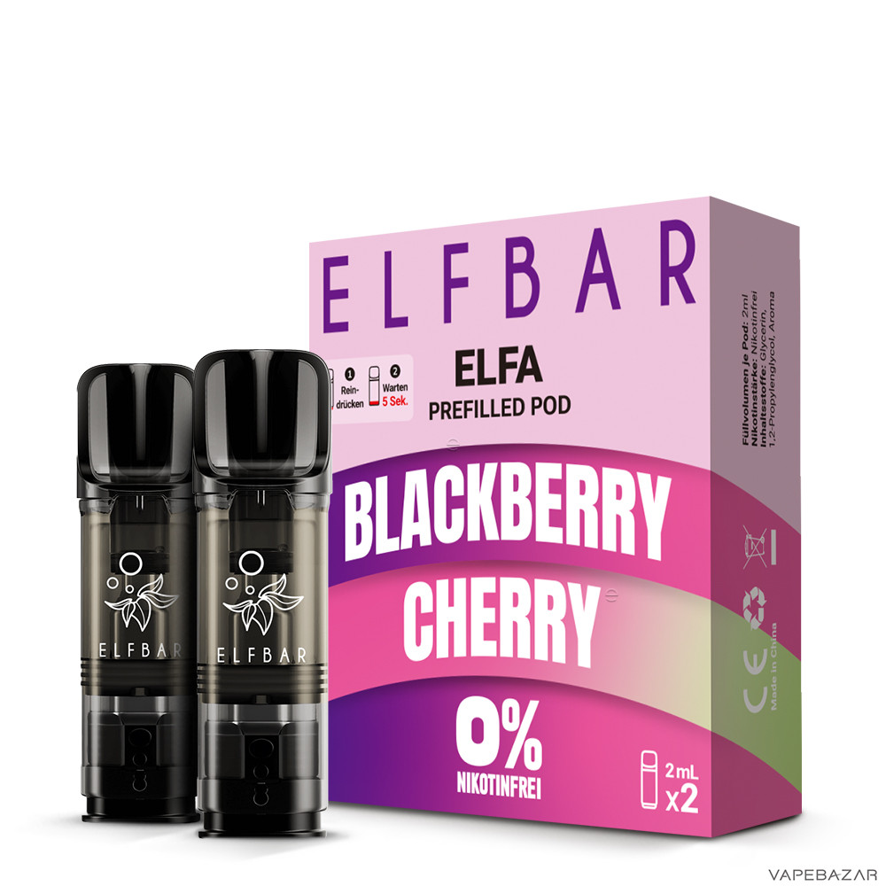blackberry cherry 2 | Vapebazar Elfbar Elfa Pods Nikotinfrei – Blackberry Cherry – 2X 2 Ml, 0 Mg/Ml