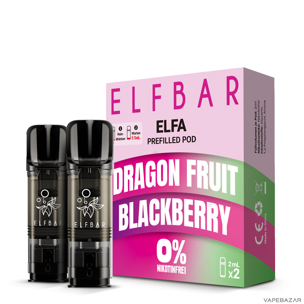 dragon fruit blackberry 2 | Vapebazar Elfbar Elfa Pods Nikotinfrei – Dragon Fruit Blackberry – 2X 2 Ml, 0 Mg/Ml
