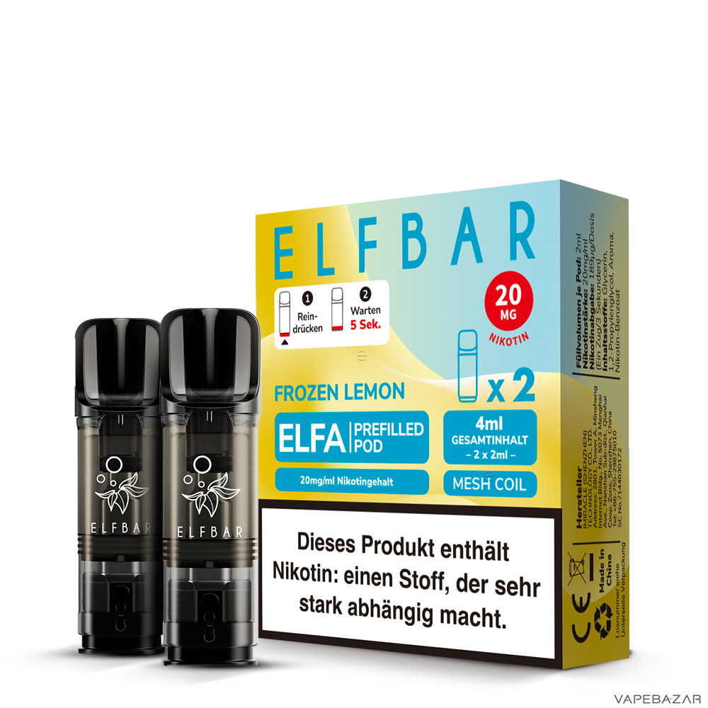 frozen lemon 2 | Vapebazar Elfbar Elfa Pods – Frozen Lemon – 2X 2 Ml, 20 Mg/Ml
