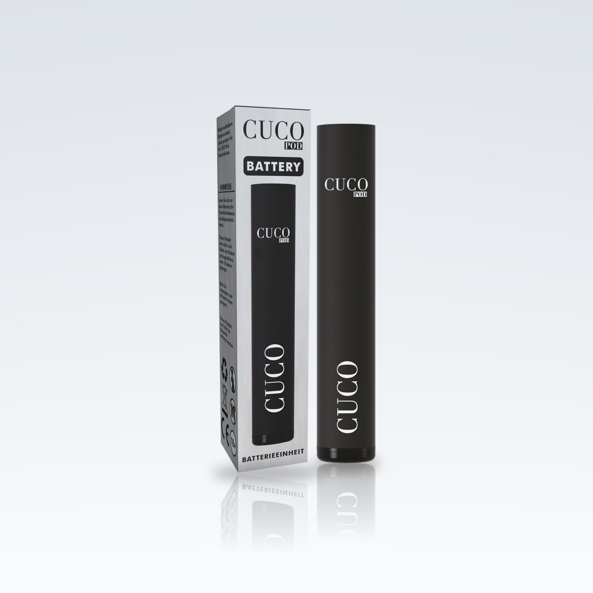 Cuco Pod Battery Zweitbild | Vapebazar Cuco Pod Battery Schwarze Akkueinheit Neben Der Verpackung