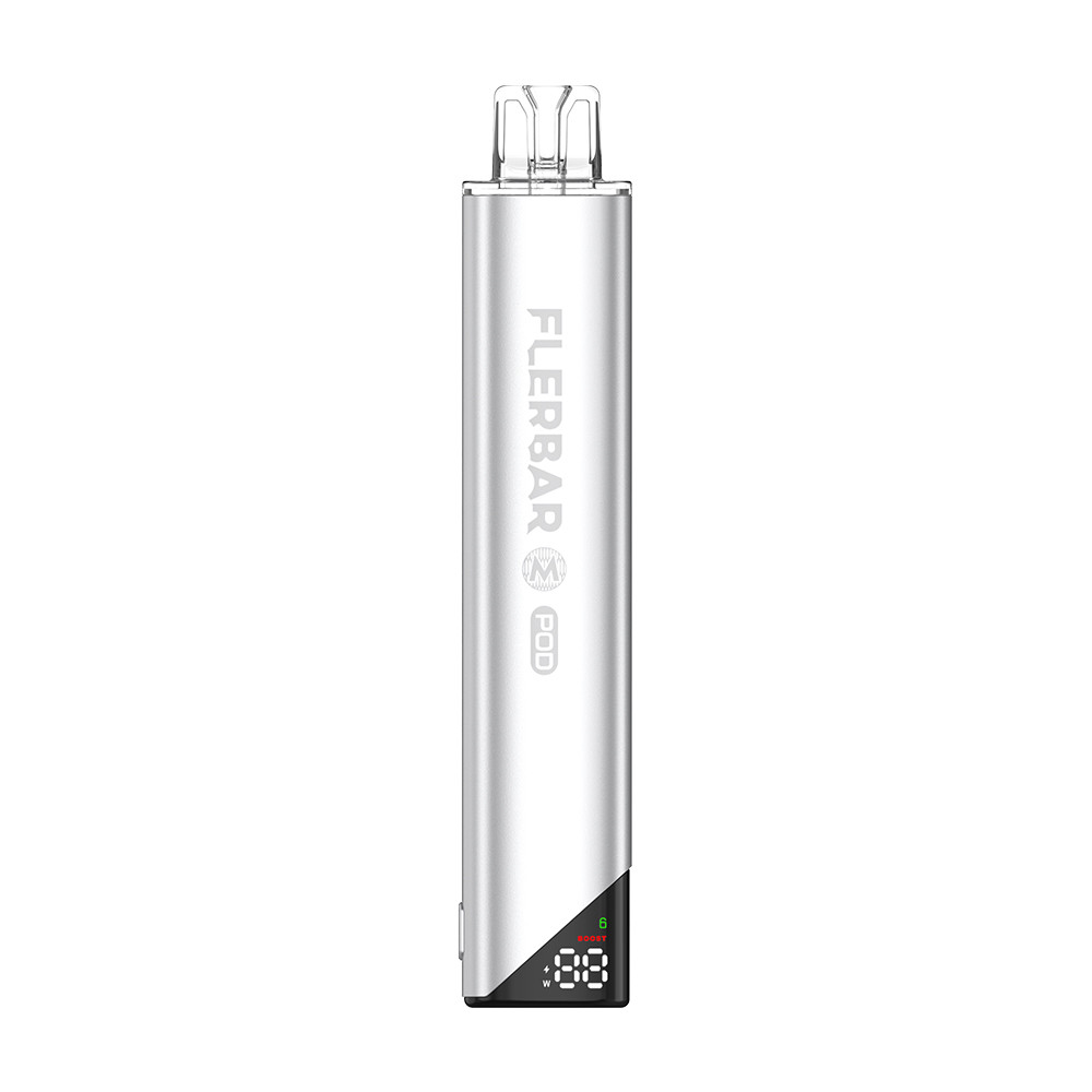 Flerbar M Akku Silber Drittbild | Vapebazar Flerbar M Pod Kit Silber - Produktbild Auf Weiss