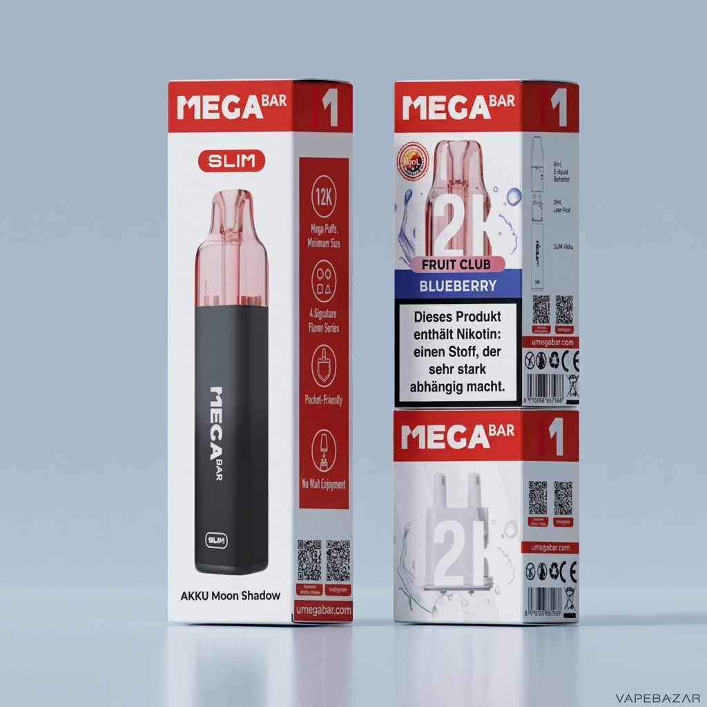 Megabar 12K Starter Kit Blueberry Zweitbild | Vapebazar Megabar Slim 12K Starter Kit Blueberry - Detailansicht