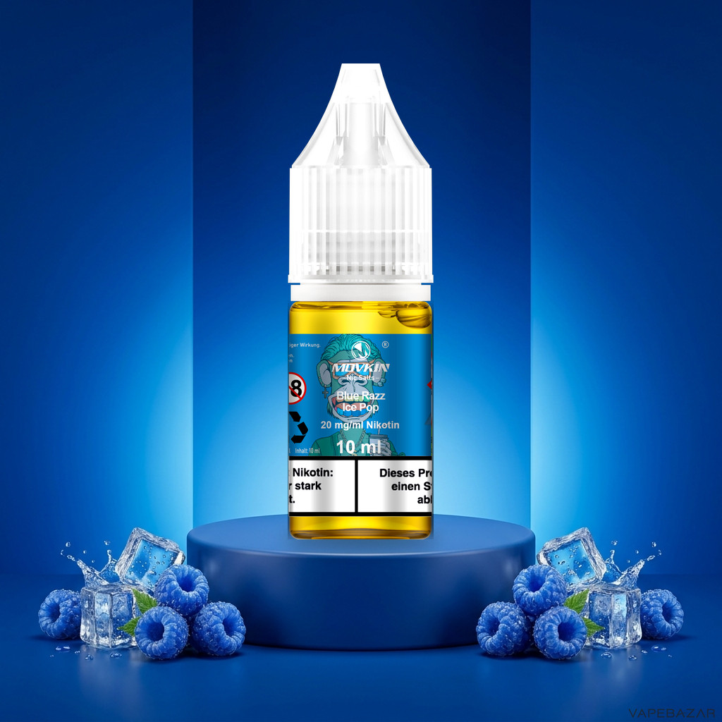 Mokvin Nic Salts Blue Razz Ice Pop | Vapebazar Movkin Nic Salts Blue Razz Ice Pop - 10 Ml Flasche Mit 20 Mg/Ml Nikotin