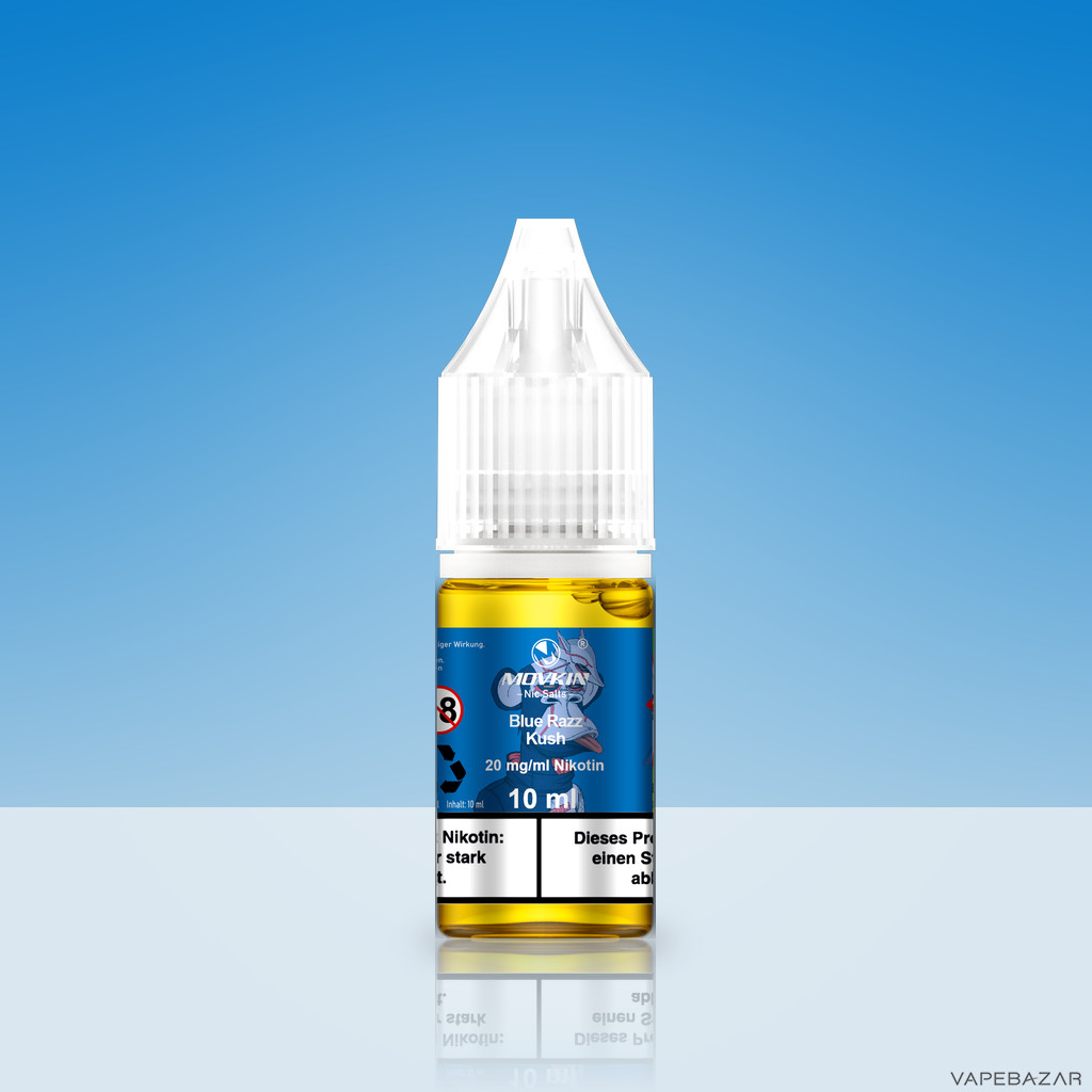 Mokvin Nic Salts Blue Razz Kush Zweitbild | Vapebazar Movkin Nic Salts Blue Razz Kush - Flasche Detailansicht