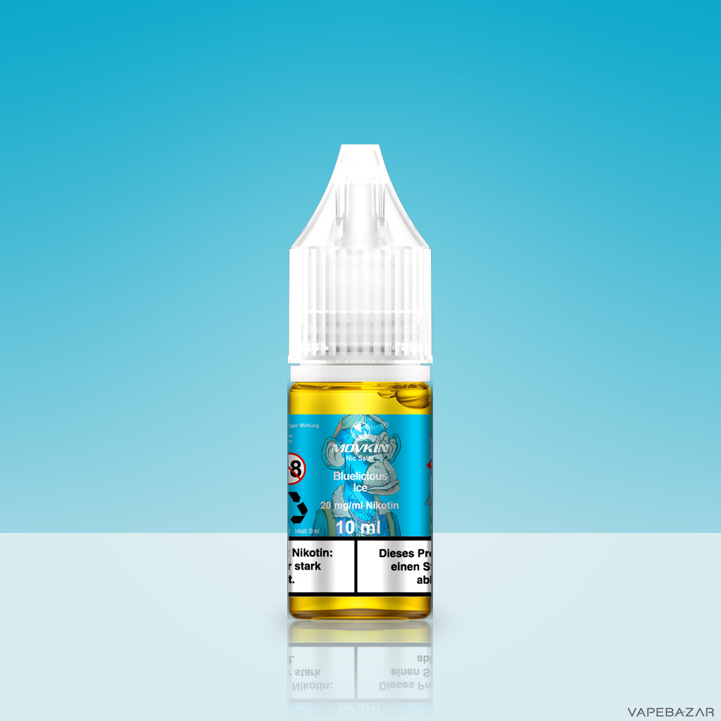 Mokvin Nic Salts Bluelicious Ice Zweitbild | Vapebazar Movkin Nic Salts Bluelicious Ice - Flasche Detailansicht