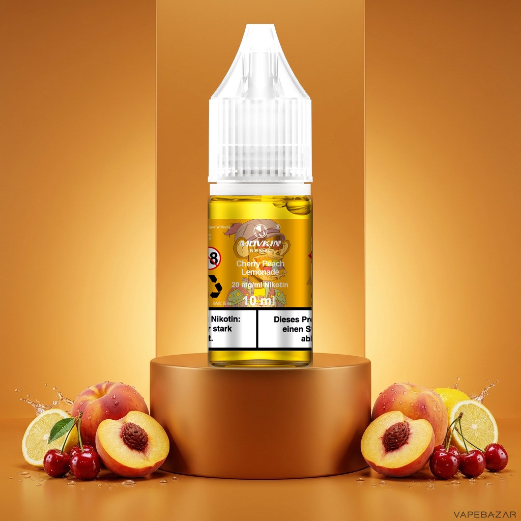 Mokvin Nic Salts Cherry Peach Lemonade | Vapebazar Movkin Nic Salts Cherry Peach Lemonade - 10 Ml Flasche Mit 20 Mg/Ml Nikotin