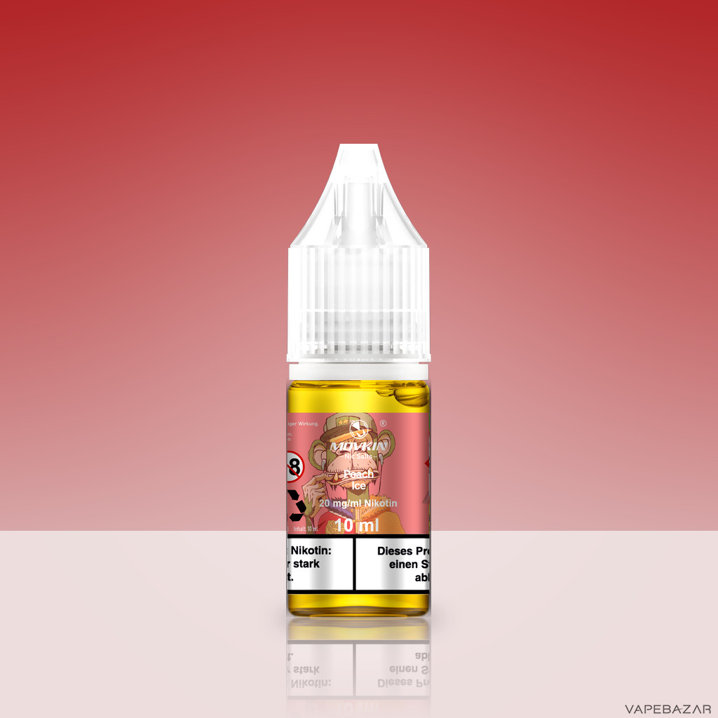 Mokvin Nic Salts Peach Ice Zweitbild | Vapebazar Movkin Nic Salts Peach Ice - Flasche Detailansicht