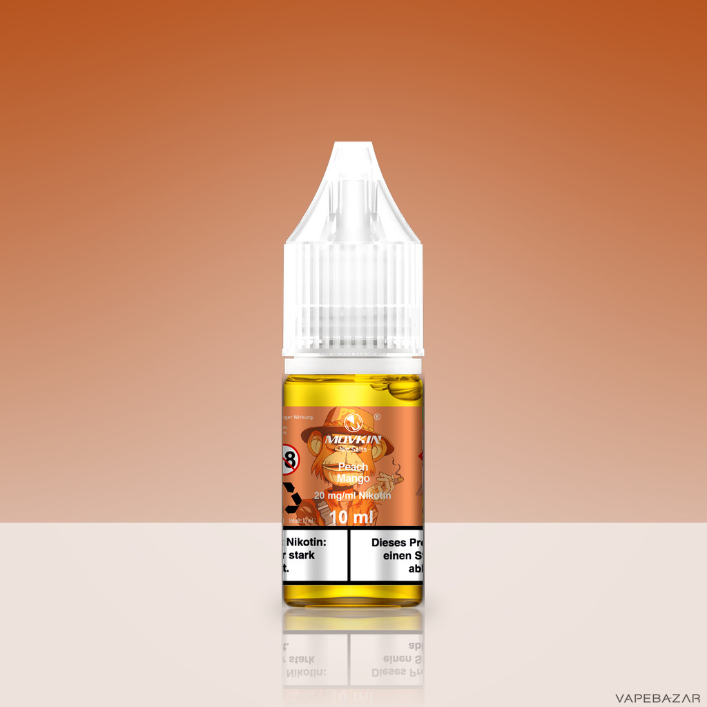Mokvin Nic Salts Peach Mango Zweitbild | Vapebazar Movkin Nic Salts Peach Mango - Flasche Detailansicht