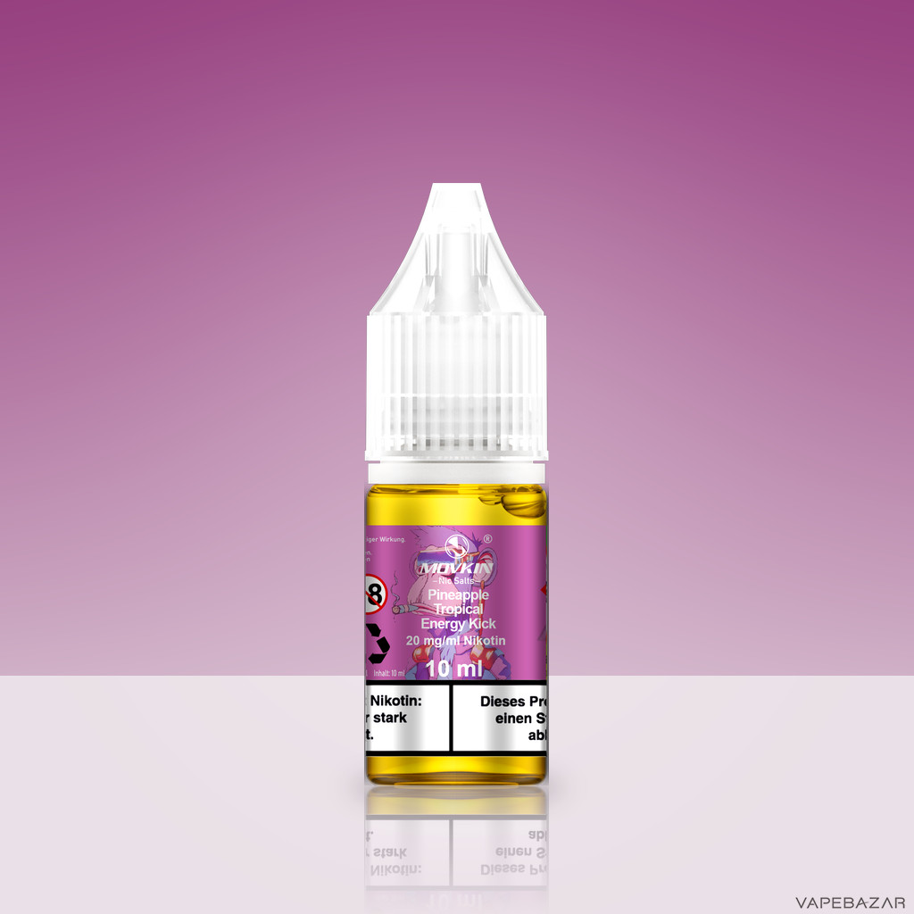 Mokvin Nic Salts Pineapple Tropical Energy Kick Zweitbild | Vapebazar Movkin Nic Salts Pineapple Tropical Energy Kick - Flasche Detailansicht