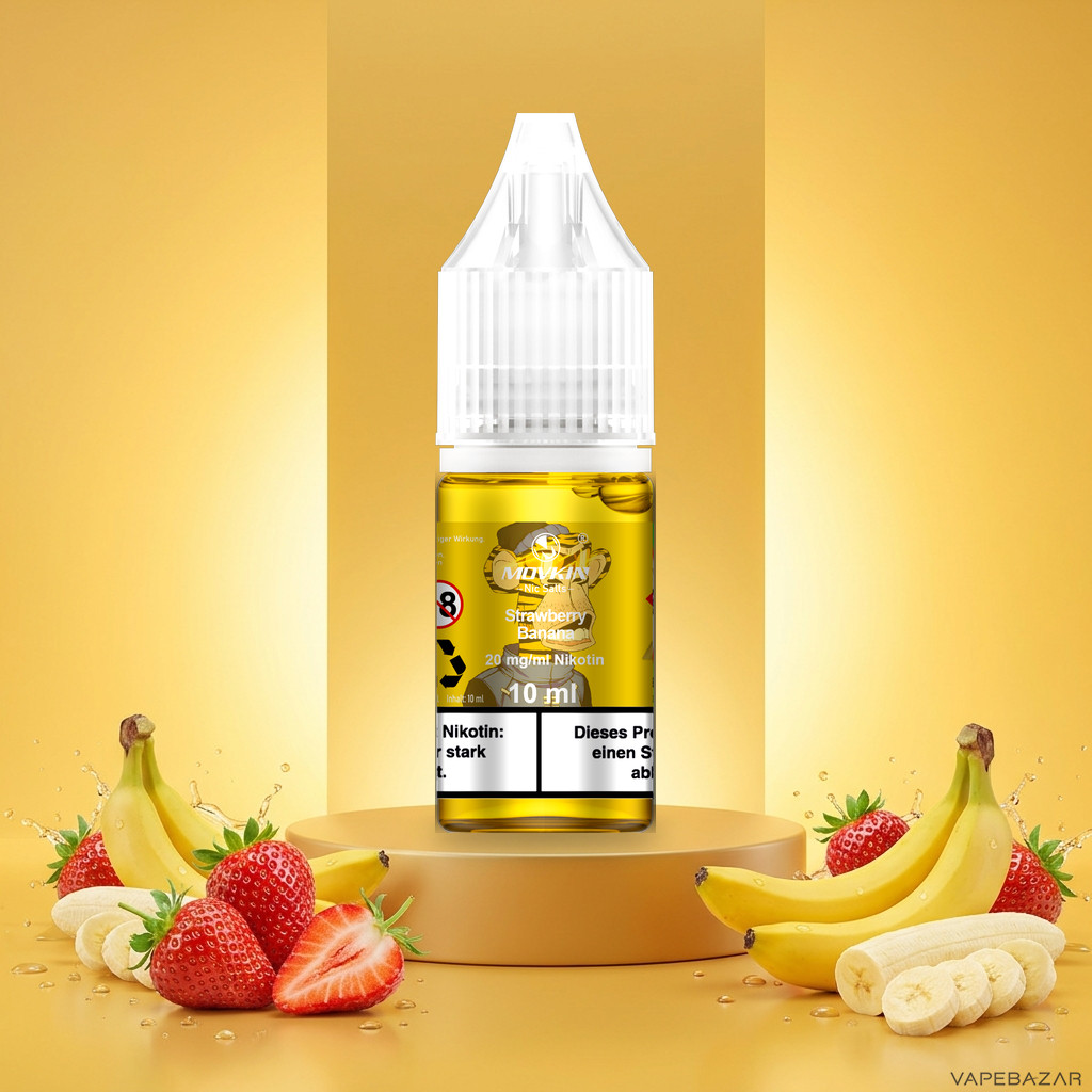 Mokvin Nic Salts Strawberry Banana | Vapebazar Movkin Nic Salts Strawberry Banana - 10 Ml Flasche Mit 20 Mg/Ml Nikotin