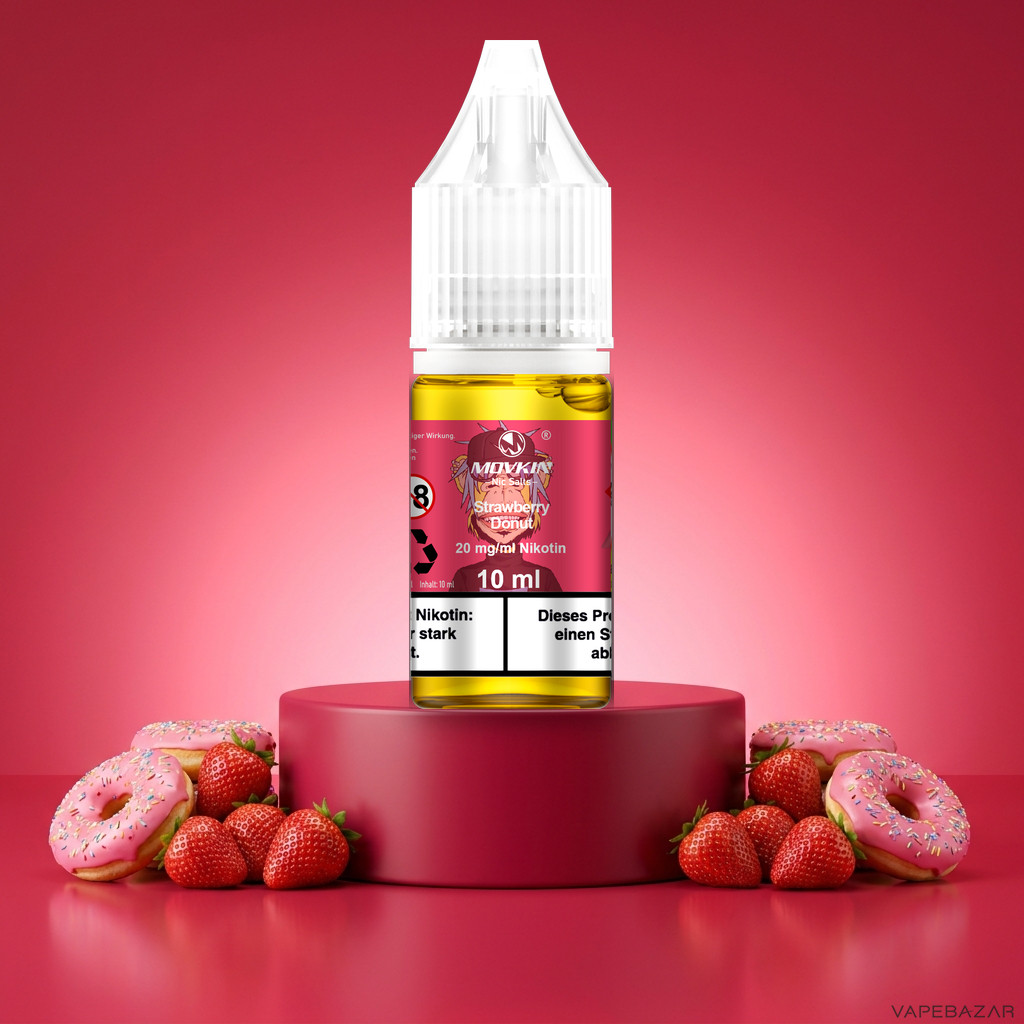 Mokvin Nic Salts Strawberry Donut | Vapebazar Movkin Nic Salts Strawberry Donut - 10 Ml Flasche Mit 20 Mg/Ml Nikotin
