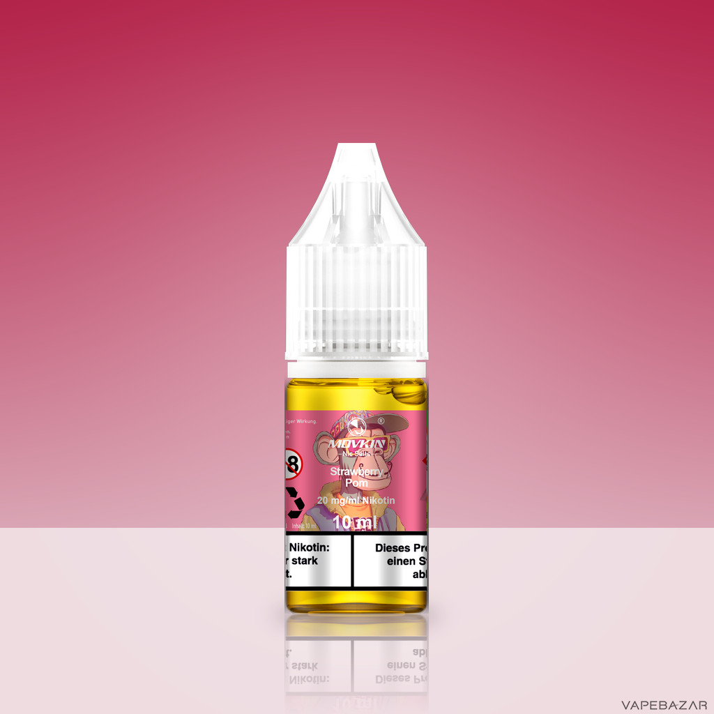 Mokvin Nic Salts Strawberry Pom Zweitbild | Vapebazar Movkin Nic Salts Strawberry Pom - Flasche Detailansicht