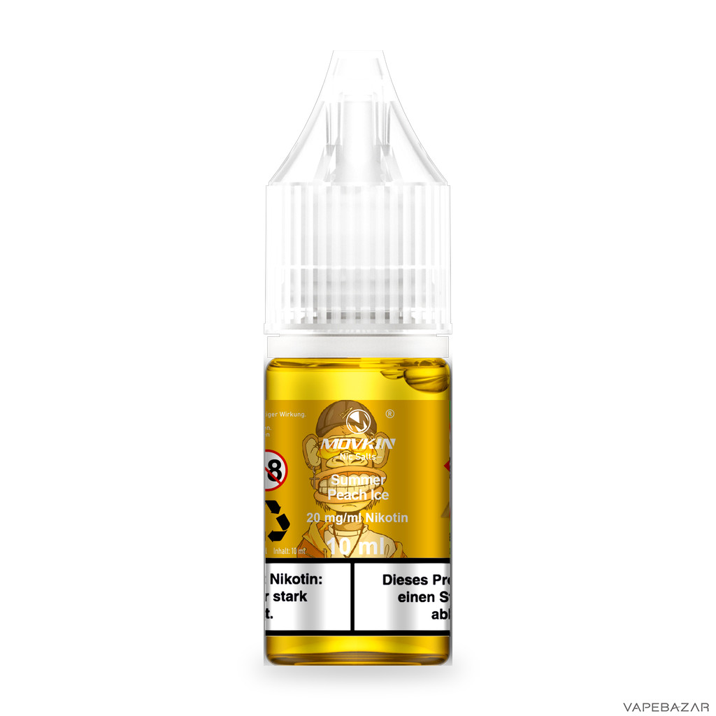 Mokvin Nic Salts Summer Peach Ice Drittbild | Vapebazar Movkin Nic Salts Summer Peach Ice - Produktbild