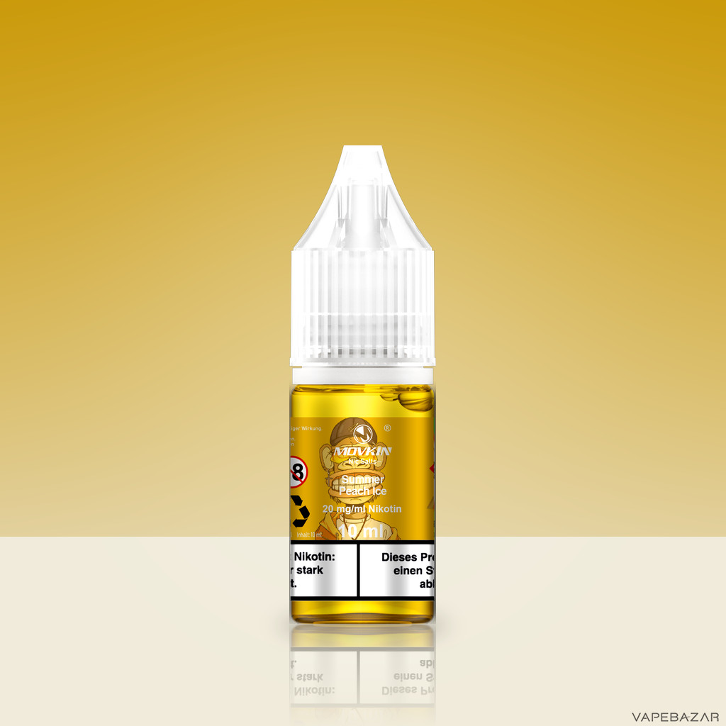 Mokvin Nic Salts Summer Peach Ice Zweitbild | Vapebazar Movkin Nic Salts Summer Peach Ice - Flasche Detailansicht
