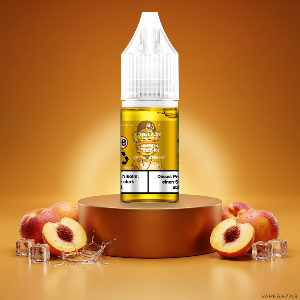 Mokvin Nic Salts Summer Peach Ice | Vapebazar Movkin Nic Salts Summer Peach Ice - 10 Ml Flasche Mit 20 Mg/Ml Nikotin