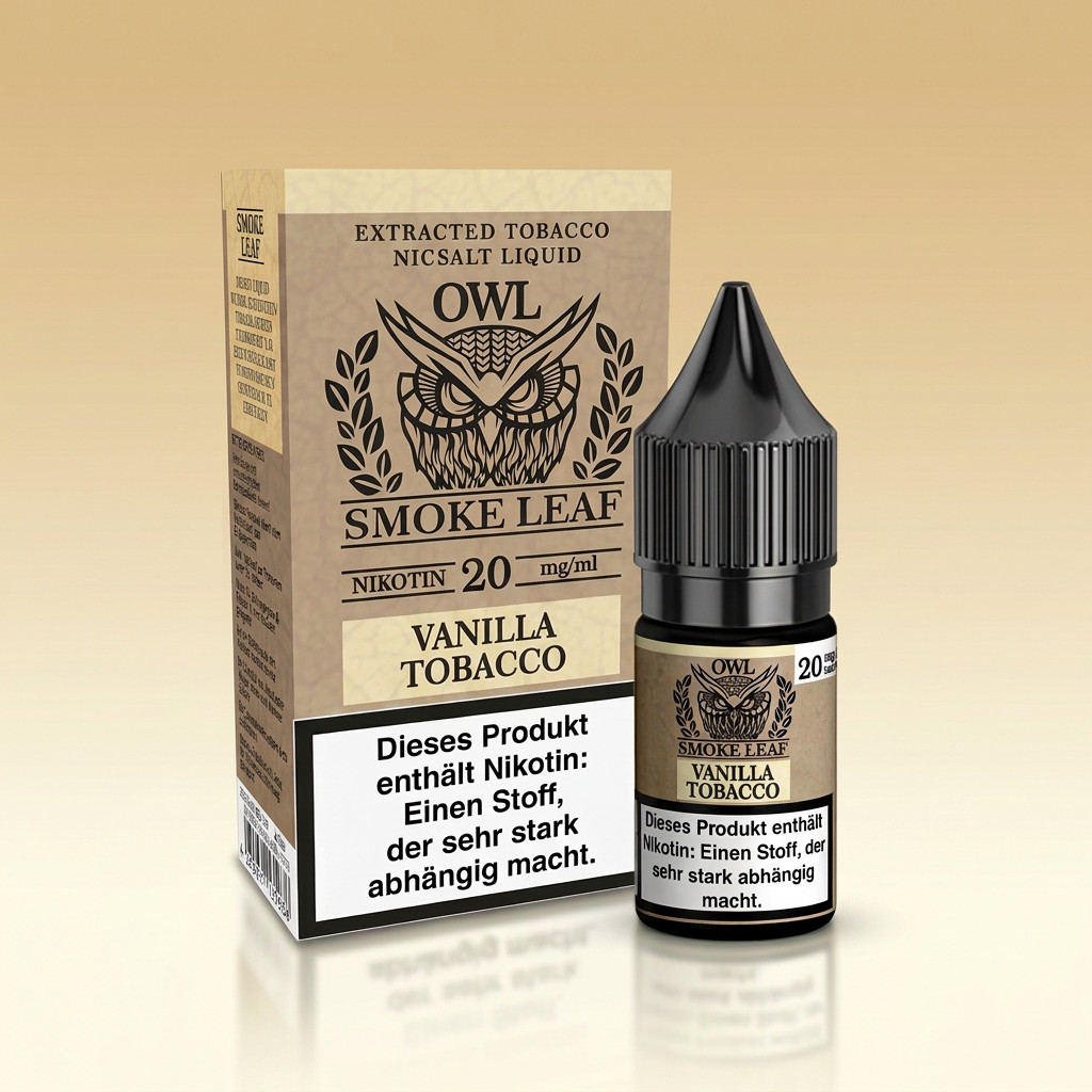 OWL Smoke Leaf Vanilla Tobacco Zweitbild | Vapebazar Owl Smoke Leaf Vanilla Tobacco - Flasche Detailansicht