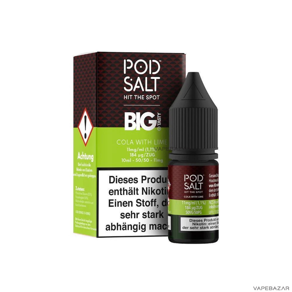 Pod Salt Fusion Big Tasty Cola with Lime Drittbild | Vapebazar Pod Salt Fusion Cola With Lime - Flasche Mit Verpackung