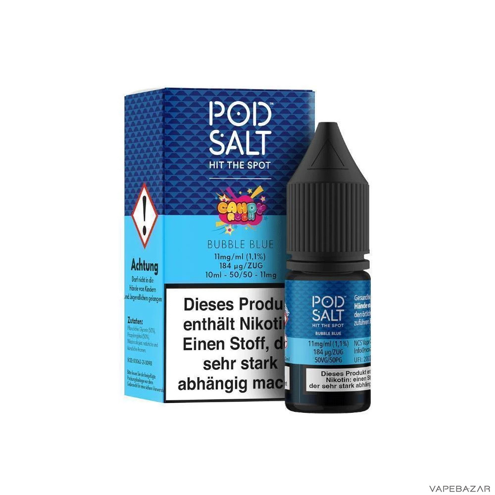 Pod Salt Fusion Candy Rush Bubble Blue Drittbild | Vapebazar Pod Salt Fusion Bubble Blue - Flasche Mit Verpackung