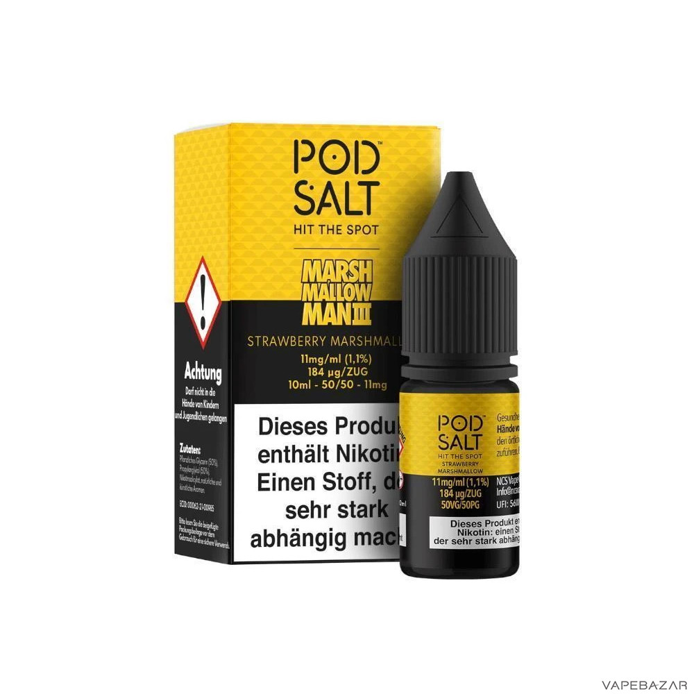 Pod Salt Fusion Marshmallow Man 3 Strawberry Marshmallow Drittbild | Vapebazar Pod Salt Fusion Strawberry Marshmallow - Flasche Mit Verpackung