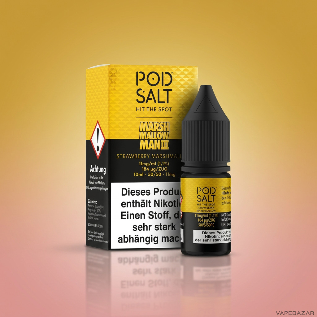 Pod Salt Fusion Marshmallow Man 3 Strawberry Marshmallow Zweitbild | Vapebazar Pod Salt Fusion Strawberry Marshmallow - Flasche Detailansicht