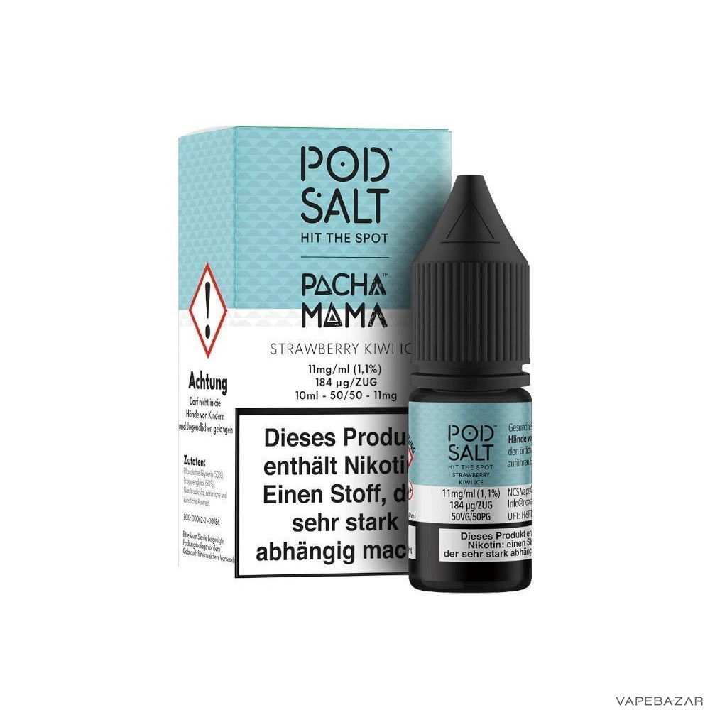 Pod Salt Fusion Pacha Mama Strawberry Kiwi Ice Drittbild | Vapebazar Pod Salt Fusion Strawberry Kiwi Ice - Flasche Mit Verpackung