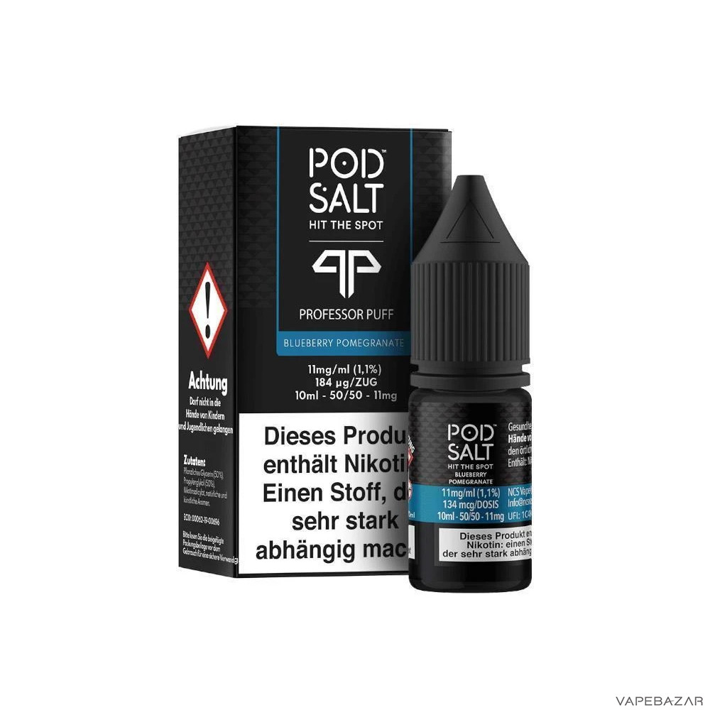 Pod Salt Fusion Professor Puff Blueberry Pomegranate Drittbild | Vapebazar Pod Salt Fusion Blueberry Pomegranate - Flasche Mit Verpackung