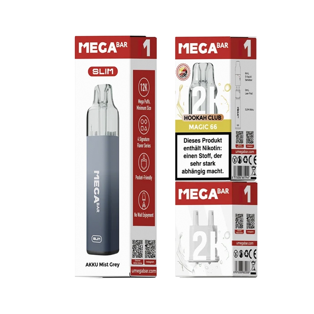 megabar slim starter kit magic66 | Vapebazar Megabar Slim 12K Starter Kit Magic 66 - Verpackung Akkutraeger Und Pod